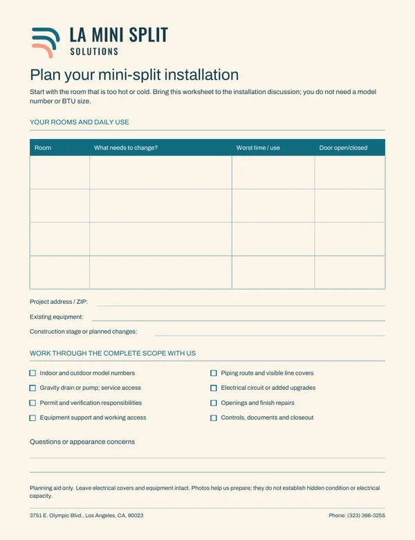 Preview of the installation-planning worksheet.